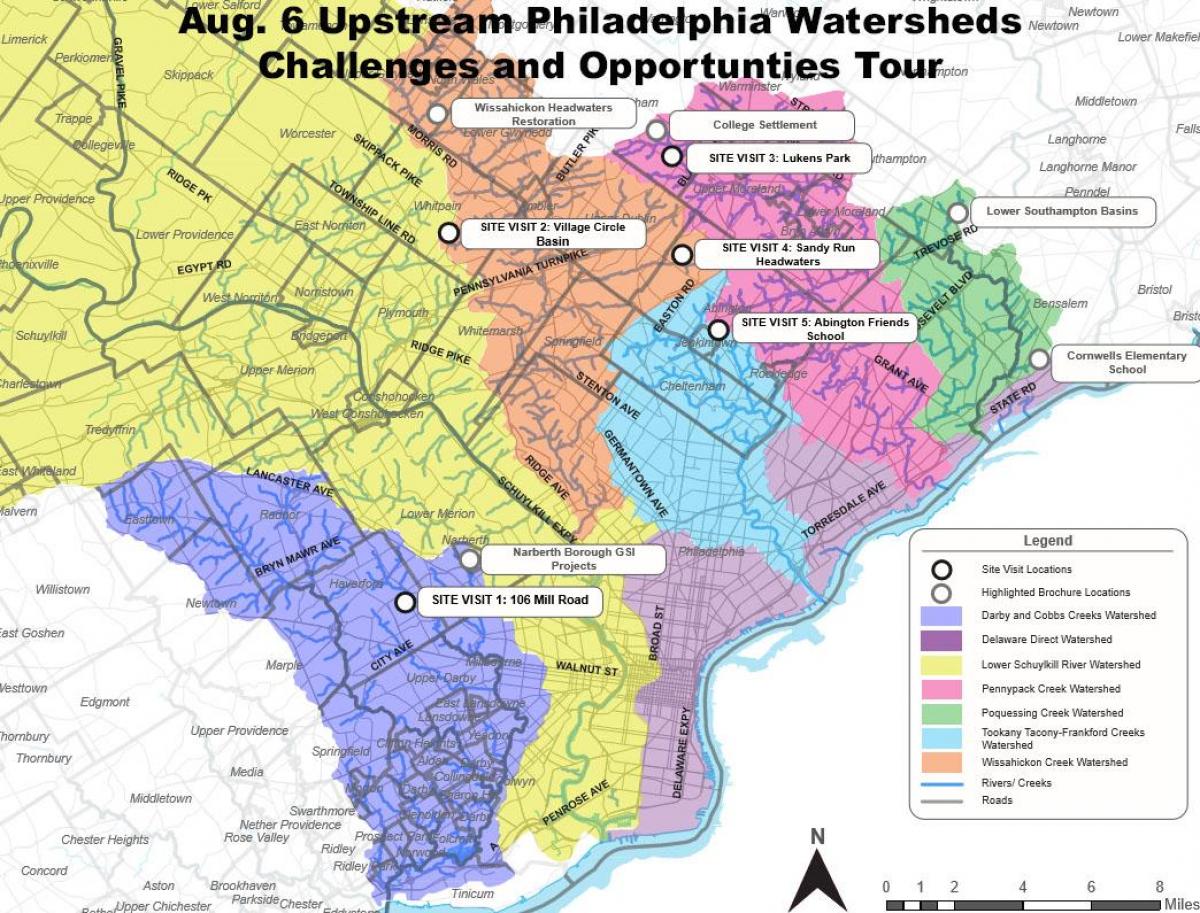 kaart van Philadelphia voorsteden
