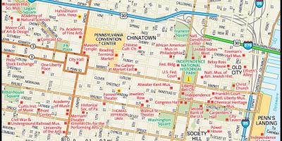 Kaart van het centrum van Philadelphia