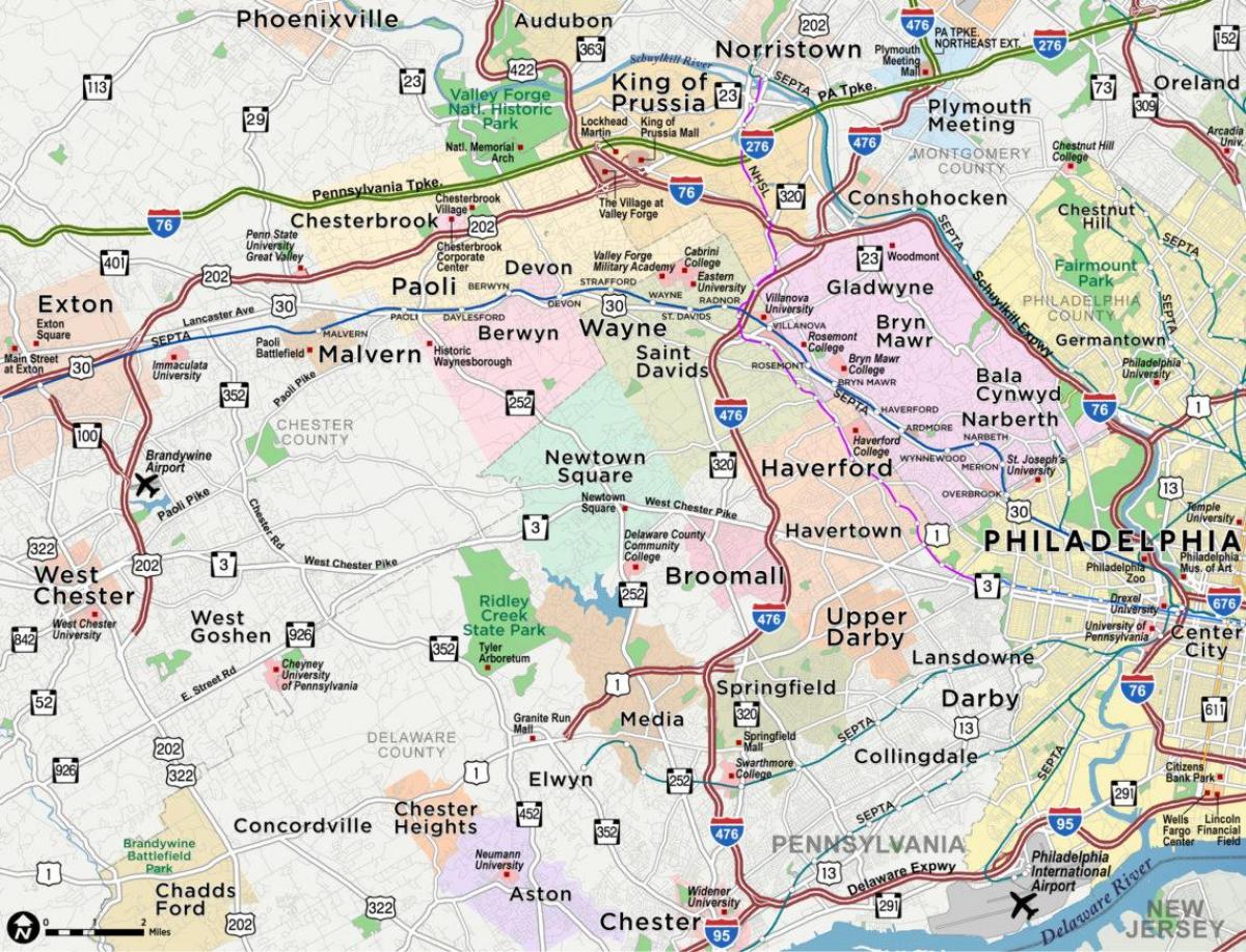kaart van de belangrijkste lijn Philadelphia