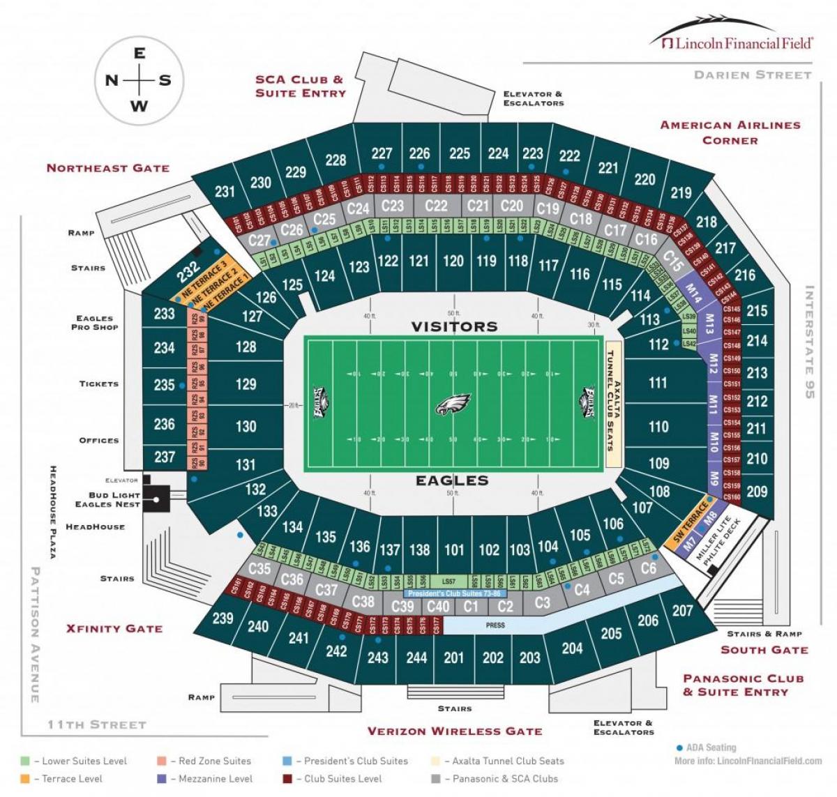 Philadelphia eagles stadion kaart
