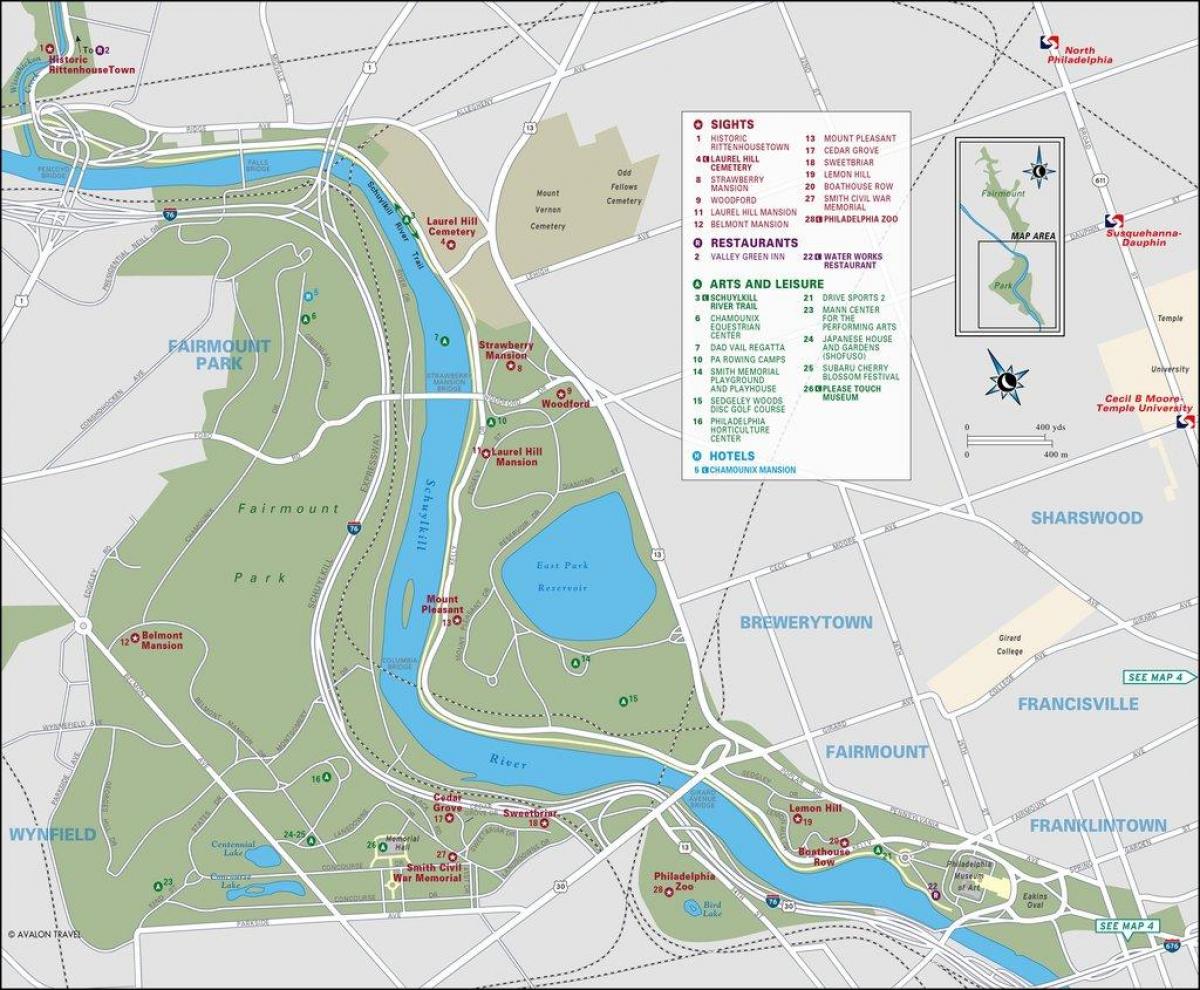 kaart van fairmont park Philadelphia