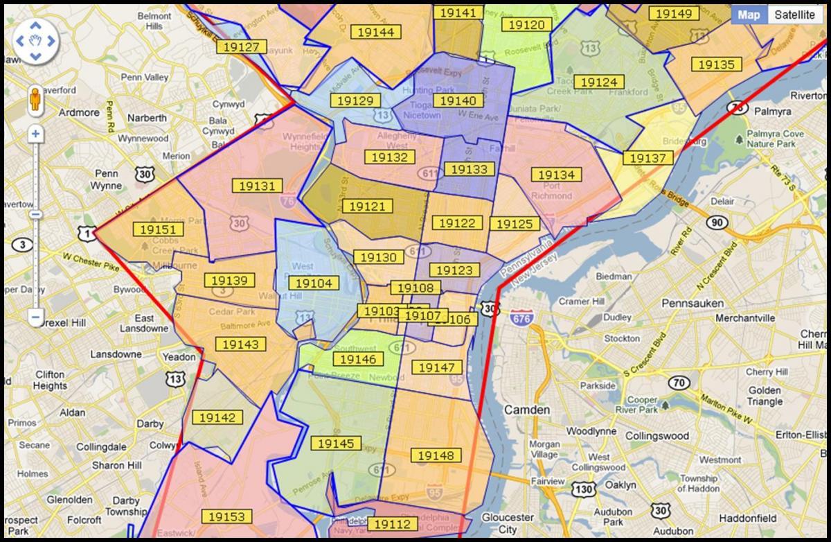 plattegrond van greater Philadelphia area