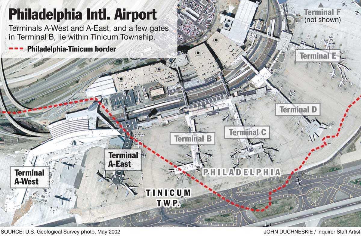De internationale luchthaven van Philadelphia kaart bekijken