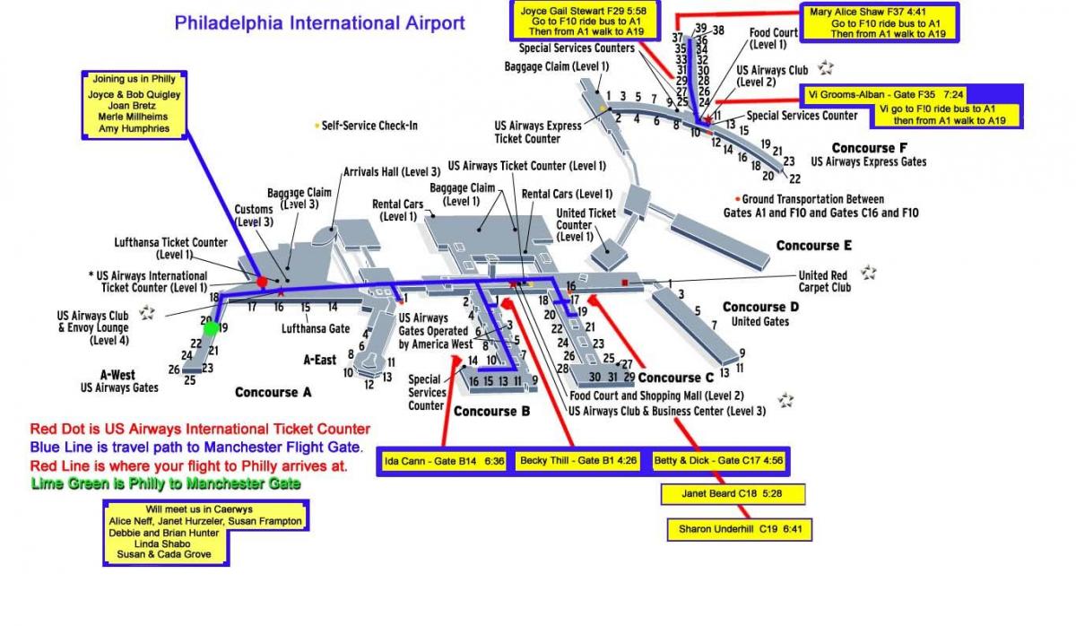 kaart van Philadelphia airport