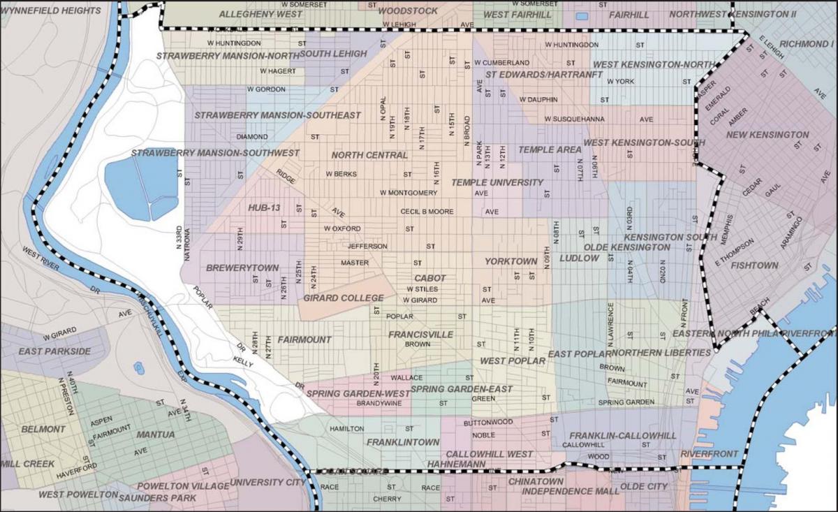 kaart van Philadelphia badlands