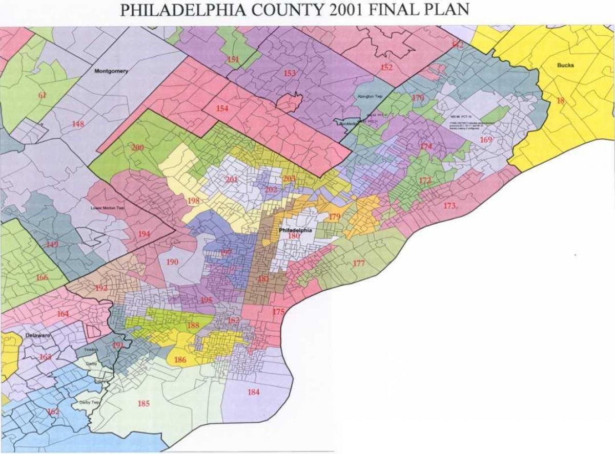 Philadelphia raad district kaart