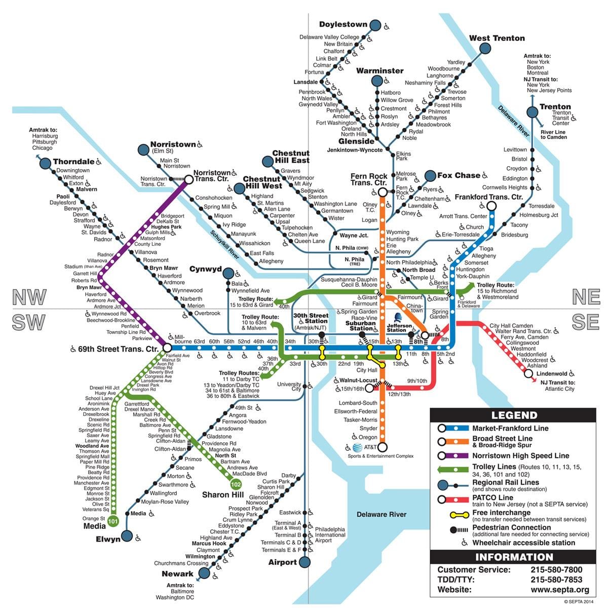 metro kaart Philadelphia